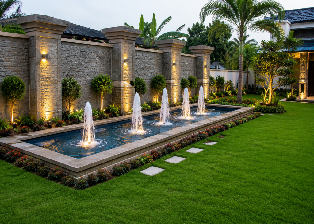 A waterfall with greeneries 